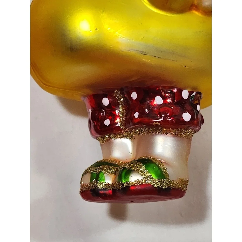 (3)Christmas Bead & Sequin & (1) Glass Ornament~Santa, Santa W/Duckie,Peacock